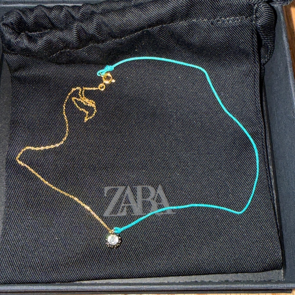 ZARA half Gold Tone Metal half Turquoise Cord Medium New